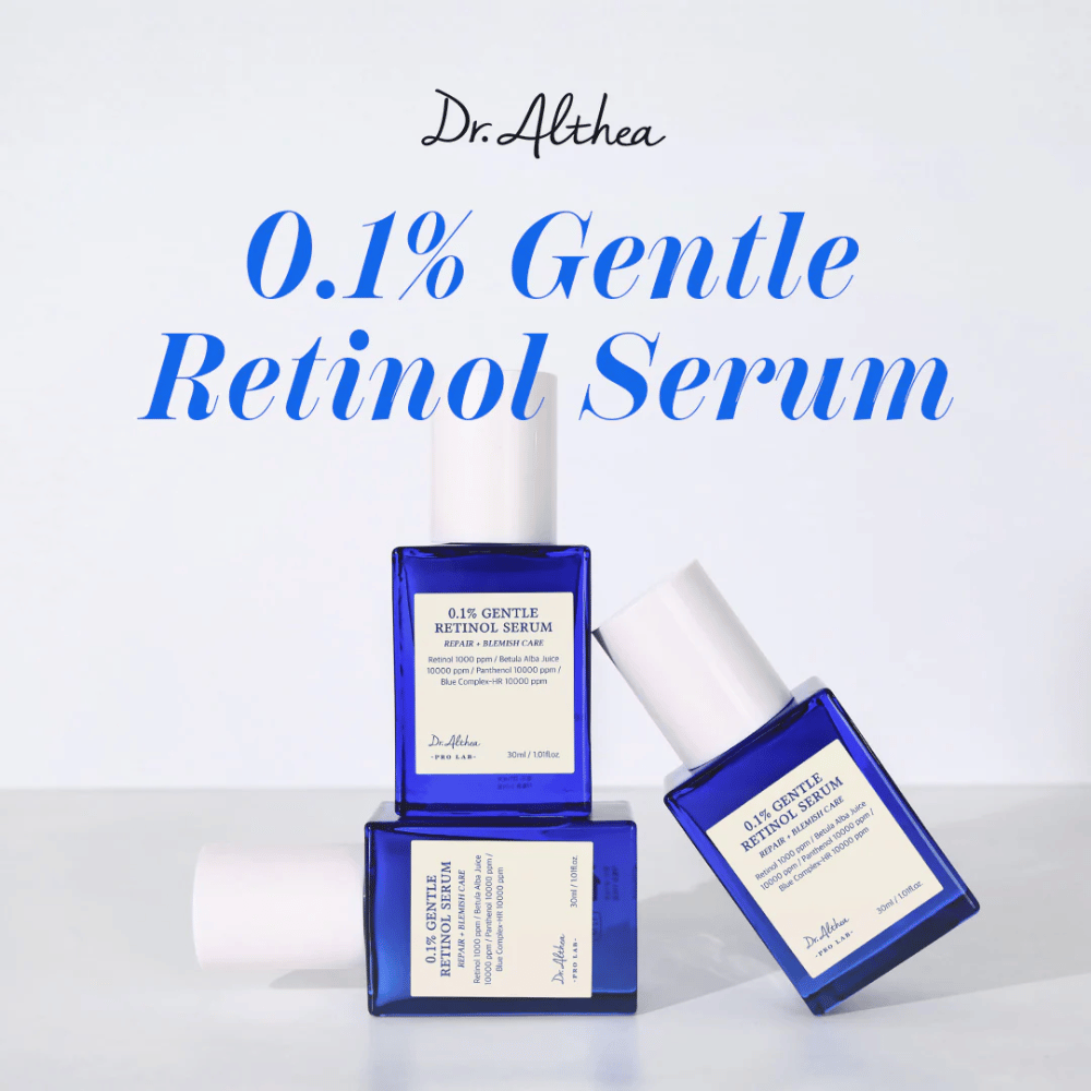Imagem de Dr. Althea 0.1% Gentle Retinol Serum – um sérum suave mas eficaz que cuida da pele, reduz rugas e promove um brilho juvenil.