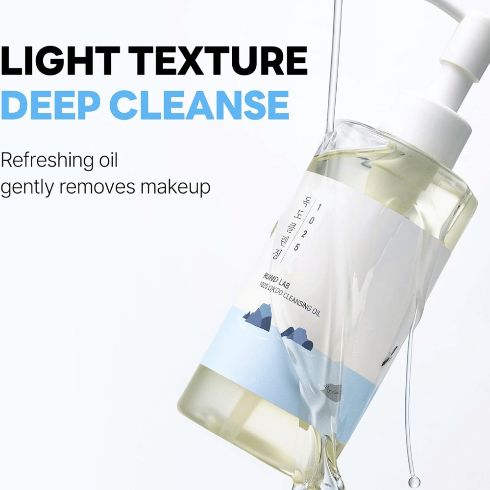 Round Lab óleo de limpeza Dokdo com fórmula leve que hidrata a pele ao mesmo tempo que remove maquilhagem e impurezas