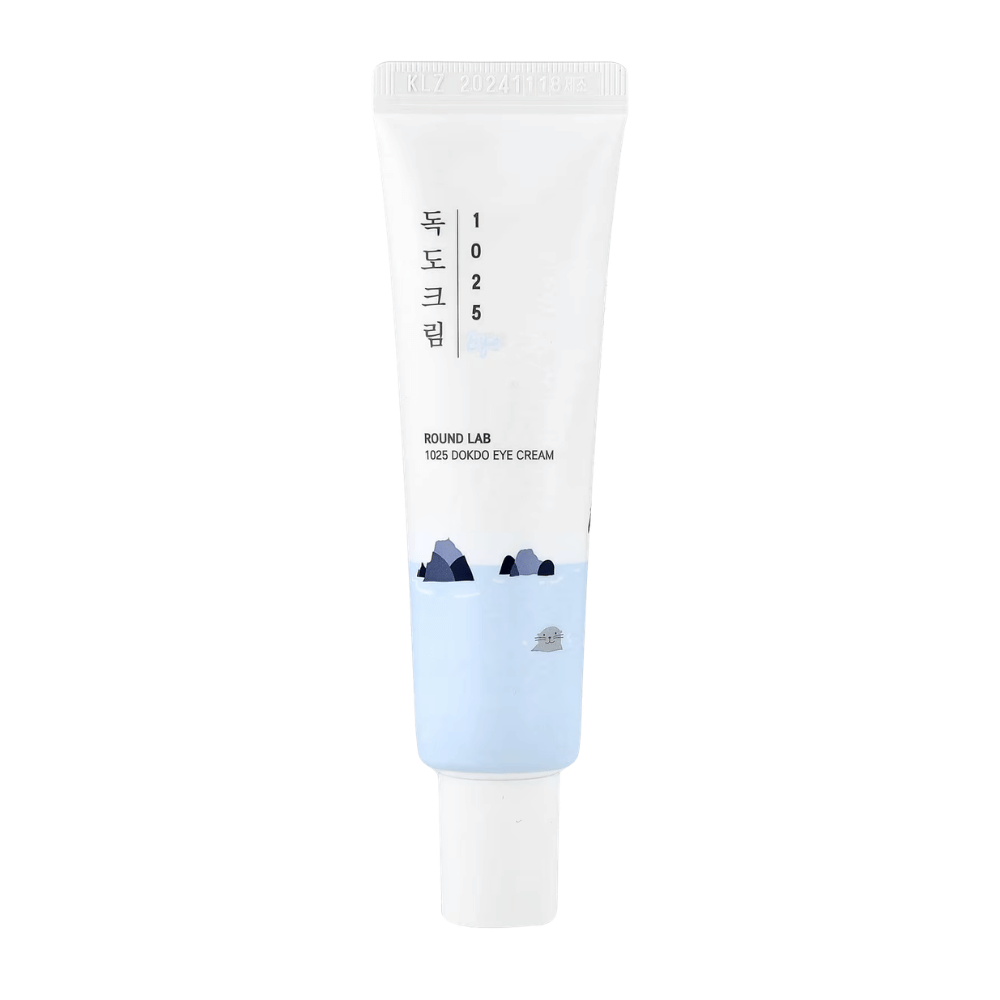 Round Lab 1025 Dokdo Eye Cream imagem do produto com design minimalista, fórmula hidratante para pele sensível e elasticidade da pele melhorada
