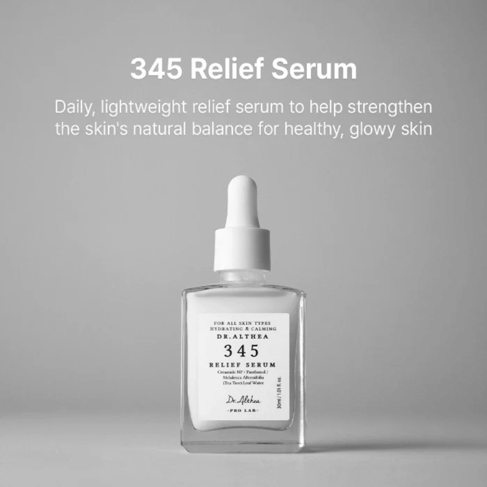 Dr. Althea 345 Relief Serum 30 ml – sérum hidratante leve para pele sensível com ceramidas, pantenol e água de tea tree.