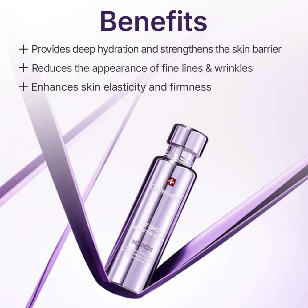 Centellian24 360º Shot PDRN Active Serum – sérum intensamente hidratante e reafirmante que fortalece a barreira da pele, reduz linhas finas e melhora a firmeza e o brilho da pele.