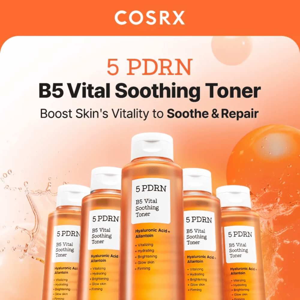 COSRX 5 PDRN B5 Vital Soothing Toner 280 ml melhora a vitalidade da pele e repara a pele seca e estressada
