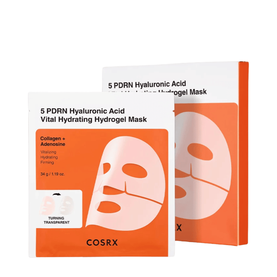 COSRX 5 PDRN Hyaluronic Acid Vital Hydrating Hydrogel Mask 34 g com colágeno e adenosina para cuidados da pele hidratantes e reafirmantes