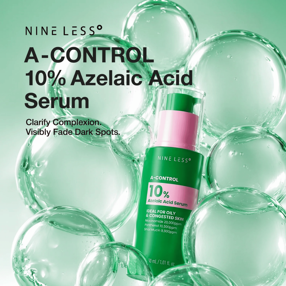 NINELESS A-Control 10% Azelaic Acid Serum 30 ml – sérum coreano com ácido azelaico para imperfeições, manchas de pigmentação e um tom de pele mais uniforme.