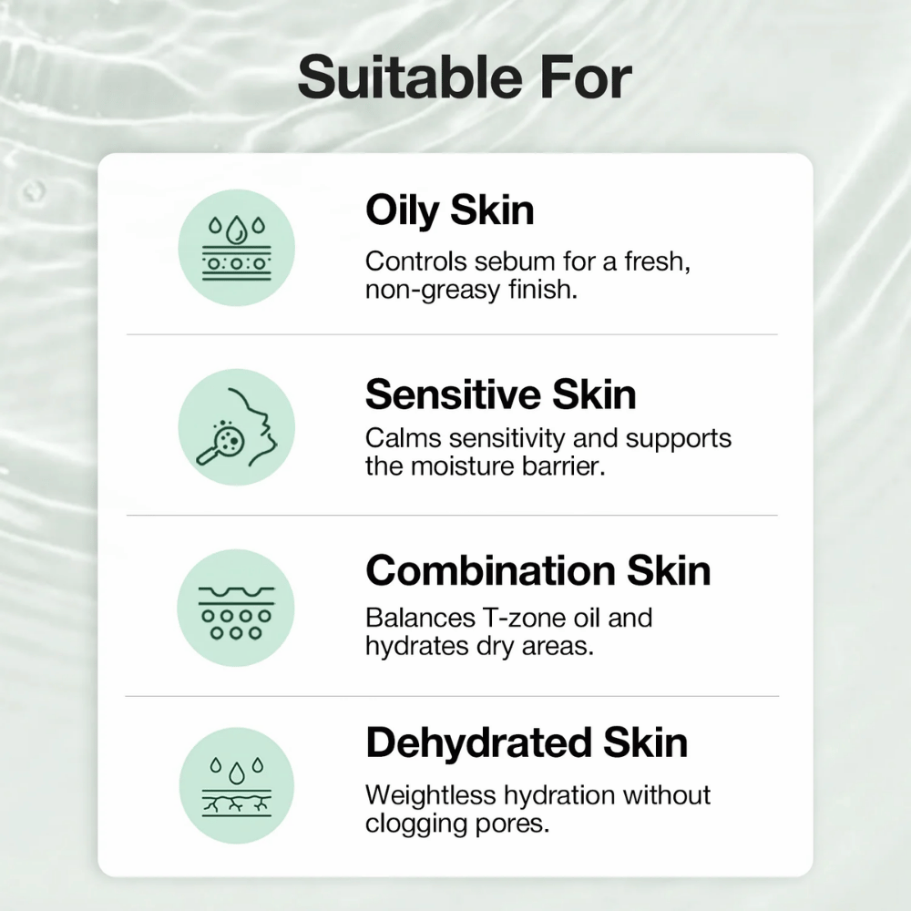 NINELESS A-Control 10% Azelaic Acid Serum é adequado para pele oleosa, mista, sensível e desidratada à superfície, além de ajudar a equilibrar o sebo e a hidratar a pele.