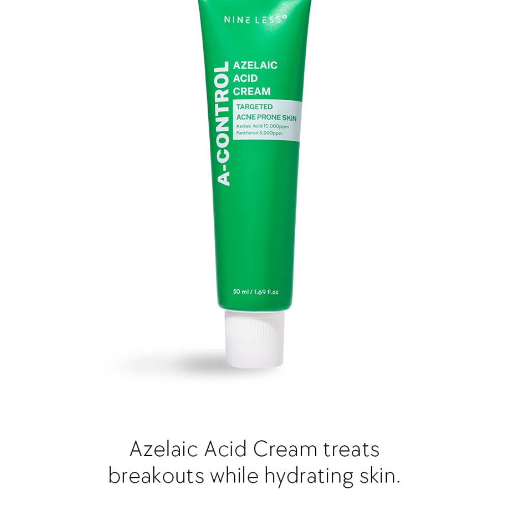 NINELESS Azelaic Acid Cream creme facial – creme para pele propensa a acne que ajuda a combater espinhas, hidratar a pele e uniformizar o tom da pele.