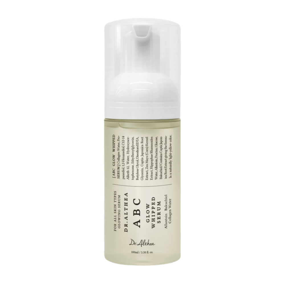 Imagem – produto recortado (Google Images importante)
Dr. Althea ABC Glow Whipped Serum em frasco com pump com textura mousse leve que hidrata, uniformiza o tom da pele e dá glow.
