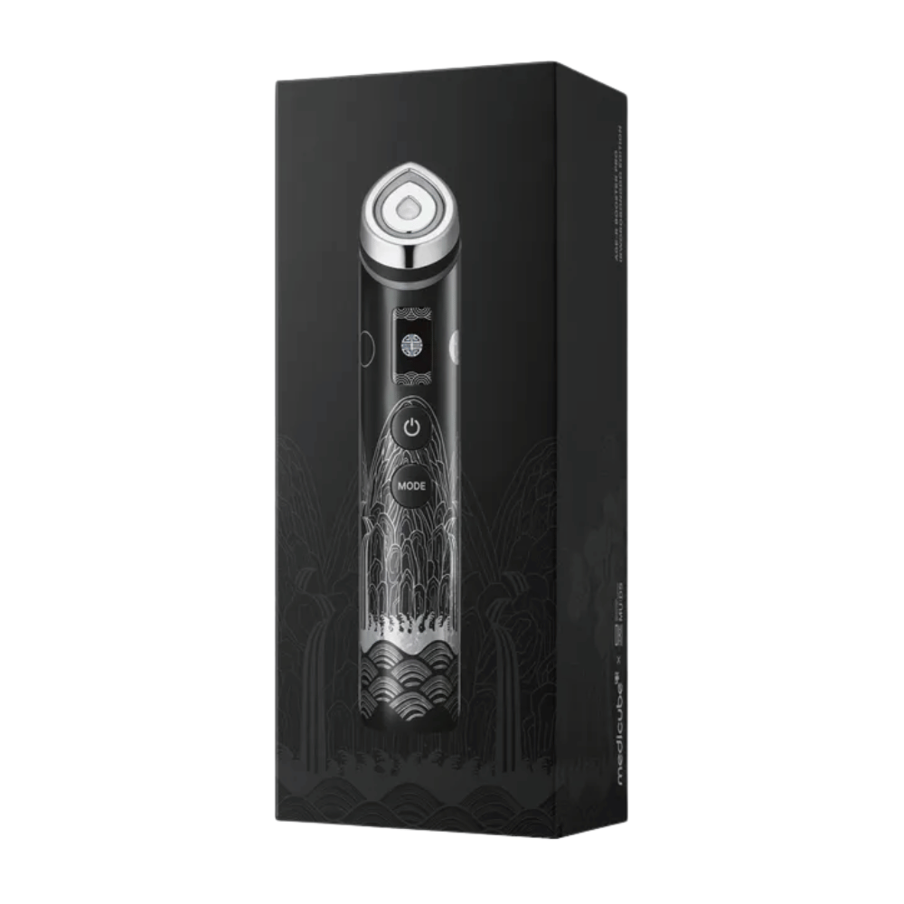Medicube AGE-R Booster Pro APEC Edition aparelho facial que estimula a pele, aumenta a absorção do sérum e proporciona uma pele mais firme e radiante.