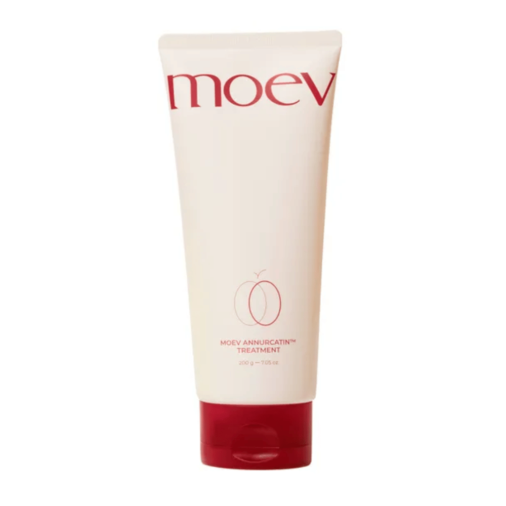 MOEV Annurcatin Treatment 200g – uma máscara capilar profunda com maçã Annurca, biotina e cafeína que fortalece, hidrata e dá brilho e resistência ao cabelo.