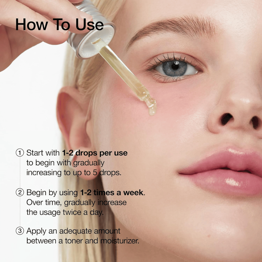 Uso do ANUA Azelaic Acid 10+ Hyaluron Serum:

Comece com 1-2 gotas e aumente gradualmente para 5 gotas.
Use 1-2 vezes por semana e depois aumente para uso diário de manhã e à noite.
Aplique entre o tónico e o creme hidratante.