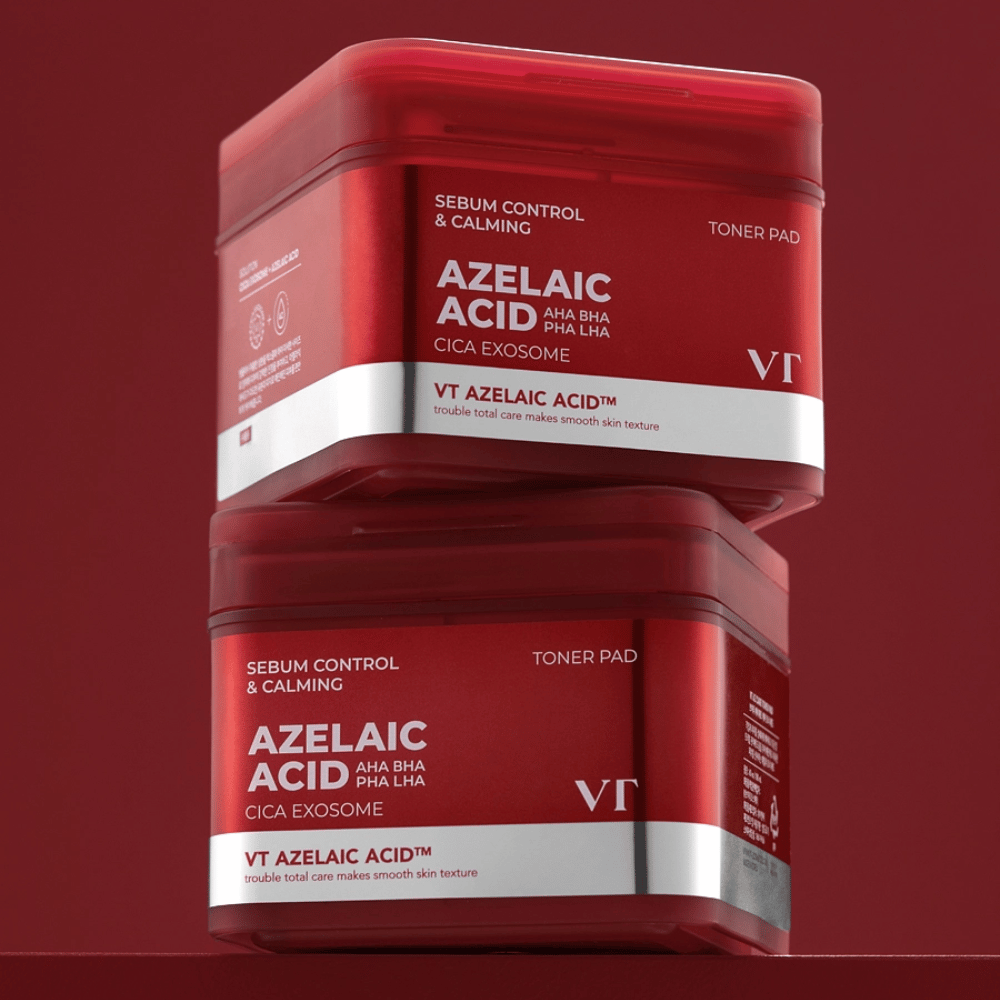 Dois frascos VT Azelaic Acid Toner Pad – controle eficaz de sebo e cuidado calmante da pele com Cica Exosome.