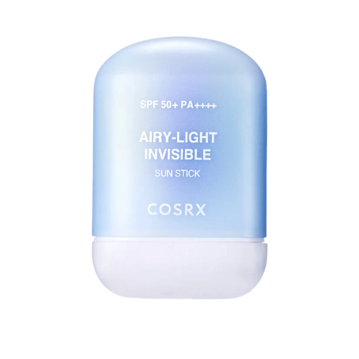 Produktbild på COSRX Airy-Light Invisible Sun Stick 19 g – transparent solstick med högt UV-skydd och silkeslen känsla.
