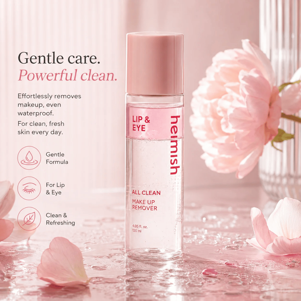 heimish All Clean Makeup Remover para remoção suave da maquilhagem dos olhos e lábios com fórmula bifásica