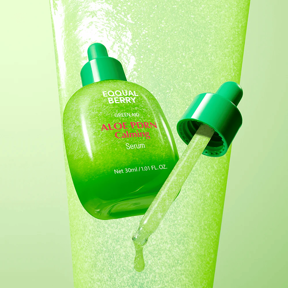 EQQUALBERRY Aloe PDRN Calming Serum 30 ml com pipeta – sérum facial calmante com aloe e PDRN para pele hidratada e equilibrada.
