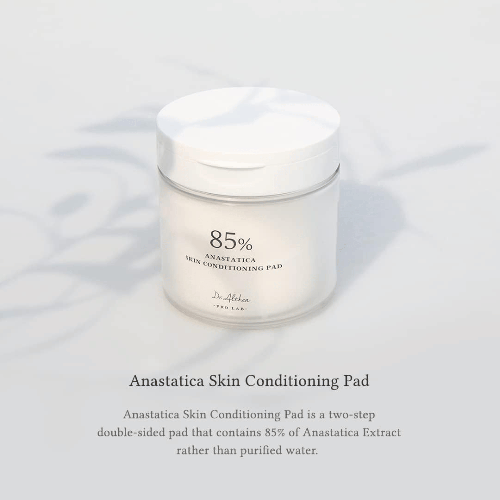 Dr. Althea 85% Anastatica Skin Conditioning Pad com 85 % de extrato de Anastatica que hidrata, fortalece a barreira cutânea e deixa a pele mais macia.