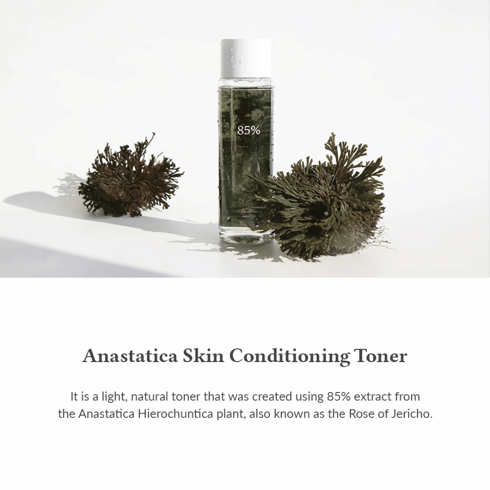 Anastatica Skin Conditioning Toner é uma água facial leve e natural com 85% de extrato de Anastatica Hierochuntica – também conhecida como rosa de Jericó. Hidrata, acalma e equilibra eficazmente a pele.