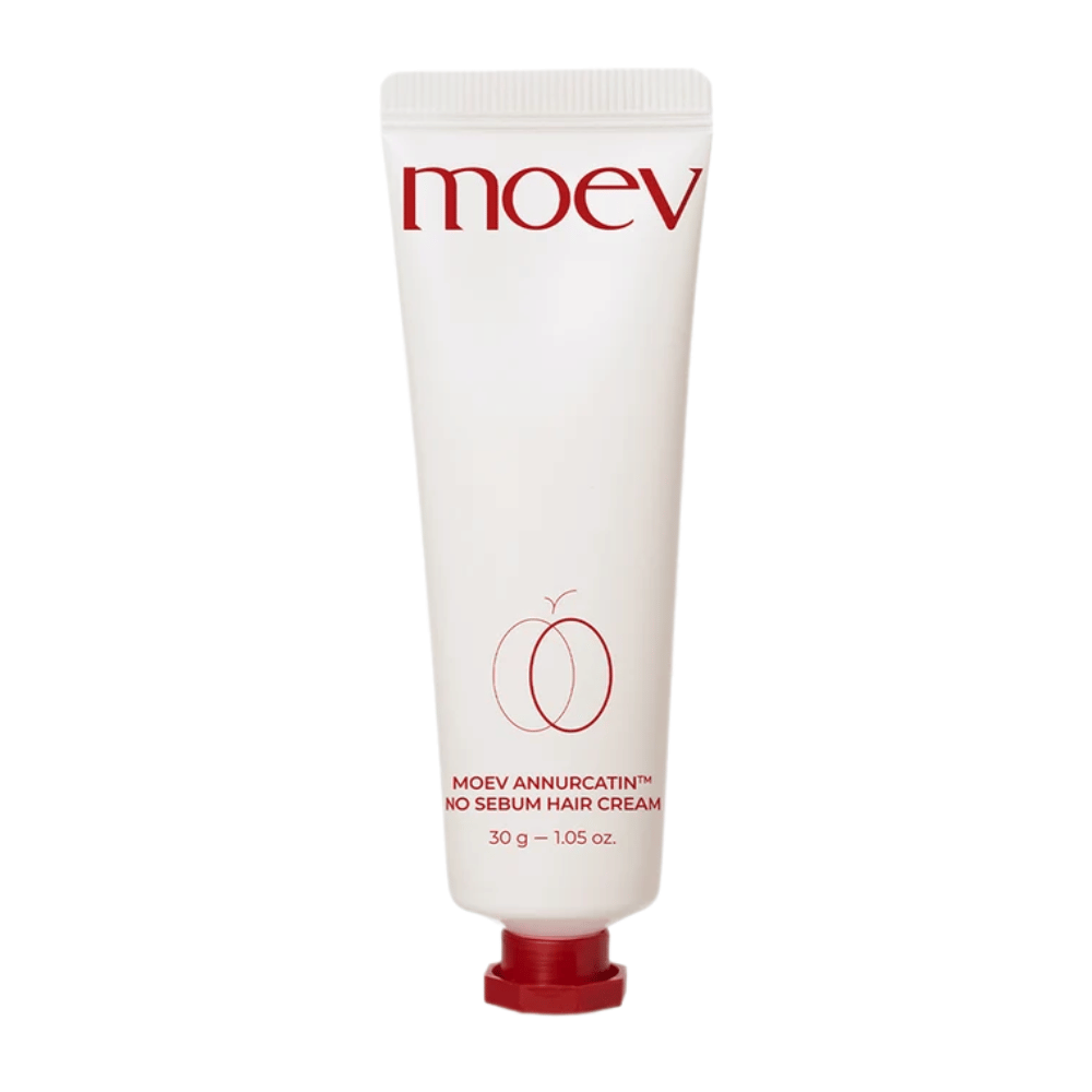 6. MOEV Annurcatin No Sebum Hair Cream 30 g – tubo branco com texto vermelho e tampa para cabelo oleoso