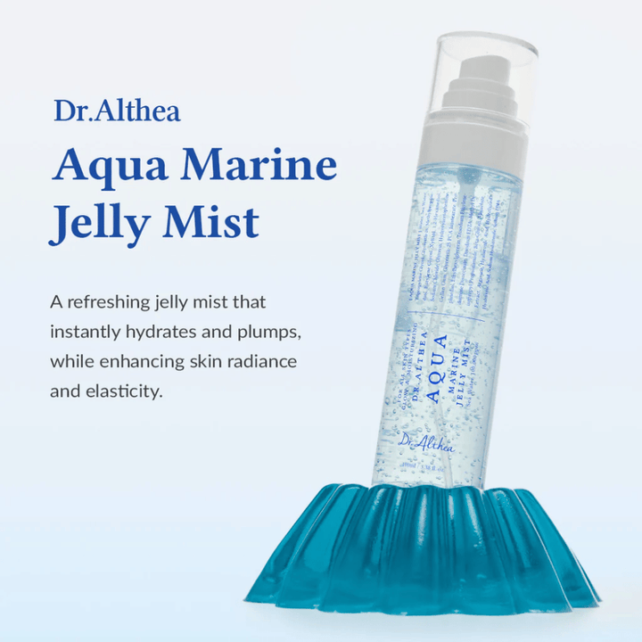 Dr. Althea Aqua Marine Jelly Mist apresentado como bruma facial hidratante para cuidados diários com a pele