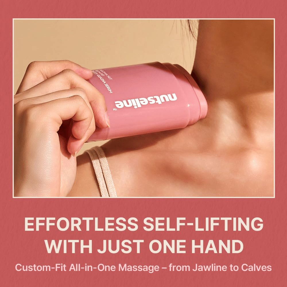 Imagem de produto em que o sérum é utilizado diretamente sobre a pele para massagem e cuidado corporal, com foco na aplicação fácil e no design ergonómico.