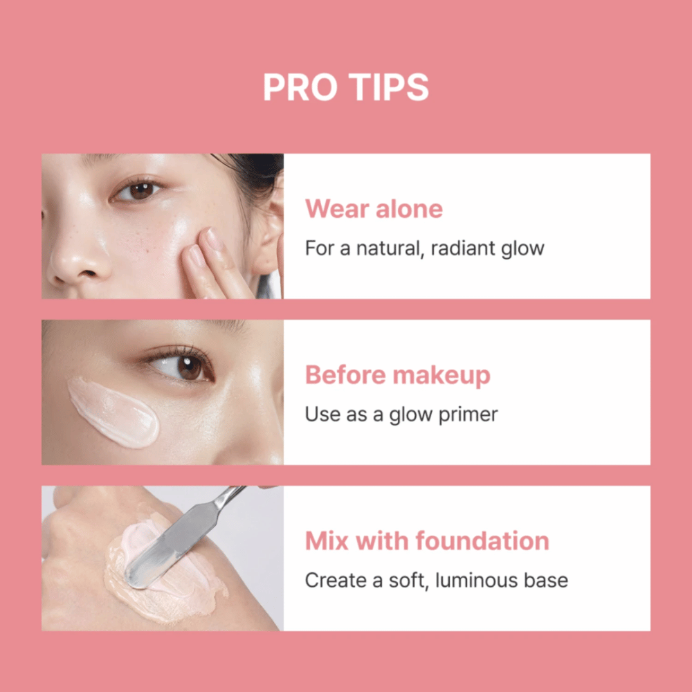 Heimish Artless Glow Base – três formas de usar glow primer: sozinho, antes da maquilhagem ou misturado com foundation para luminosidade extra.