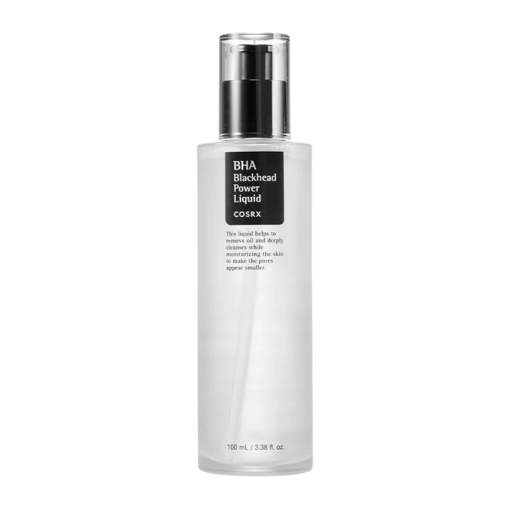 COSRX BHA Blackhead Power Liquid 100 ml – tratamento facial redutor de poros com BHA para uma pele mais clara e uma textura de pele mais uniforme.