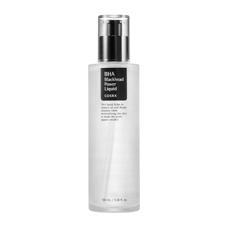 COSRX BHA Blackhead Power Liquid 100 ml – tratamento facial redutor de poros com BHA para uma pele mais clara e uma textura de pele mais uniforme.