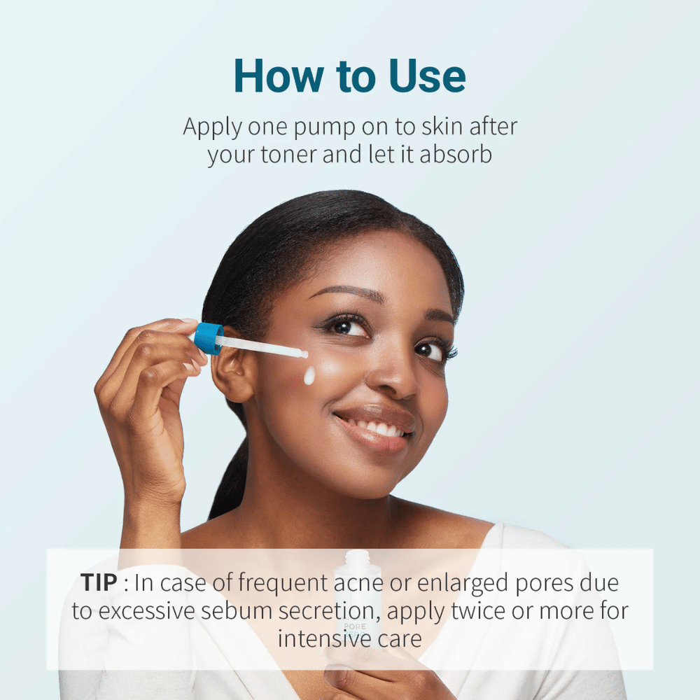 Be The Skin BHA+ Pore Zero Serum aplicado com conta-gotas após o tónico facial