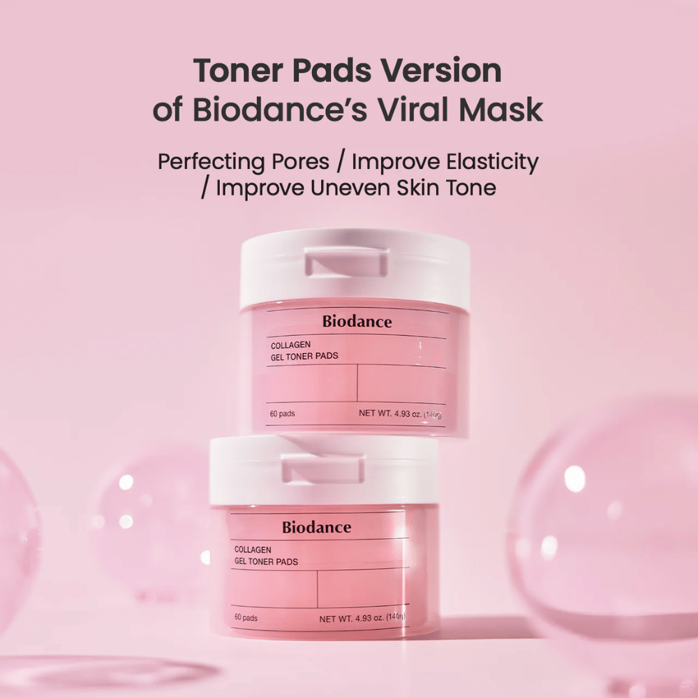 Biodance Collagen Gel Toner Pads combina colágeno e ingredientes nutritivos para refinar os poros, melhorar a elasticidade da pele e uniformizar o tom da pele. Perfeito para uma renovação diária e pele radiante.