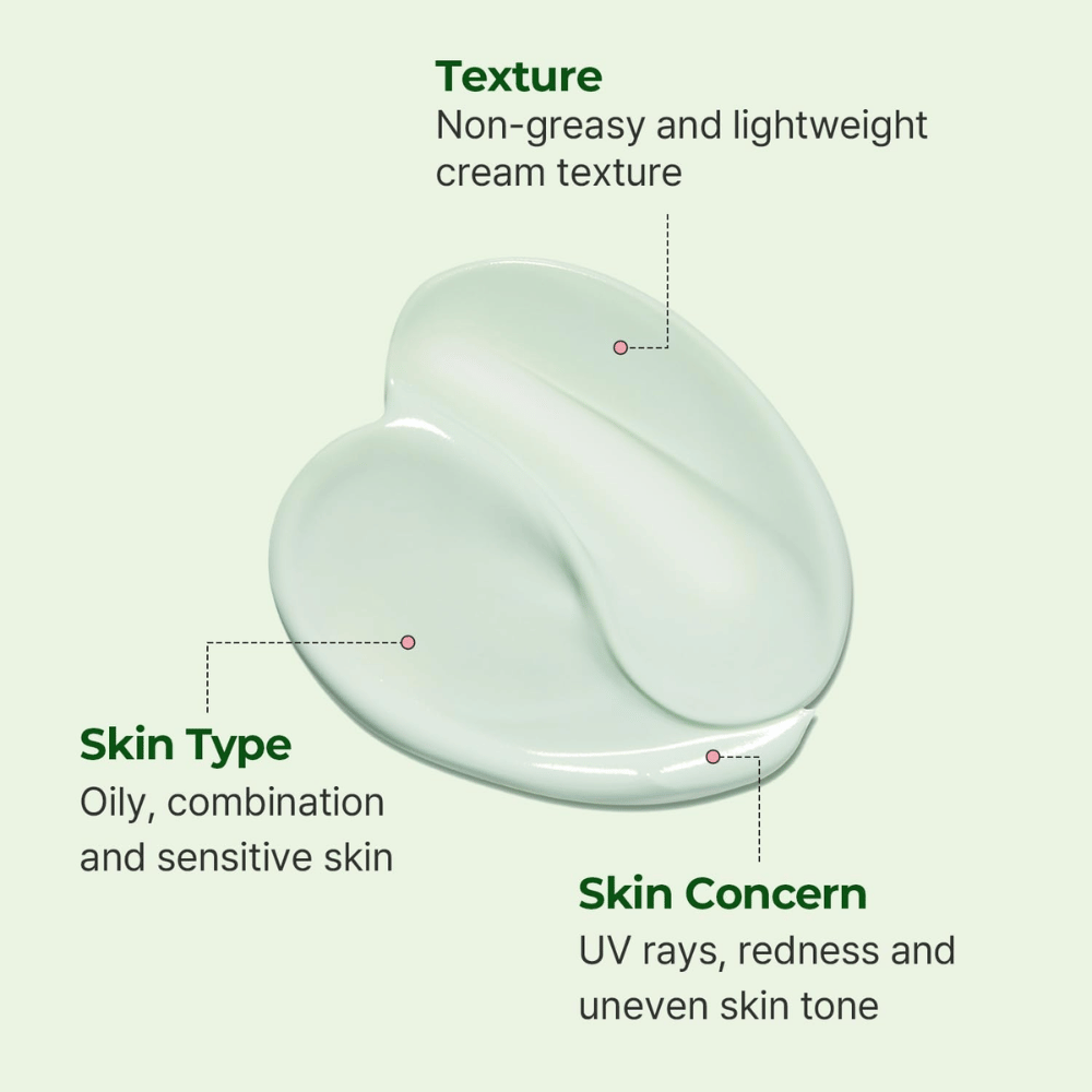 Close-up da textura em creme verde-clara do Torriden Balanceful Tone Up Sun Cream, que é leve, hidratante e adaptada para pele oleosa, mista e sensível.