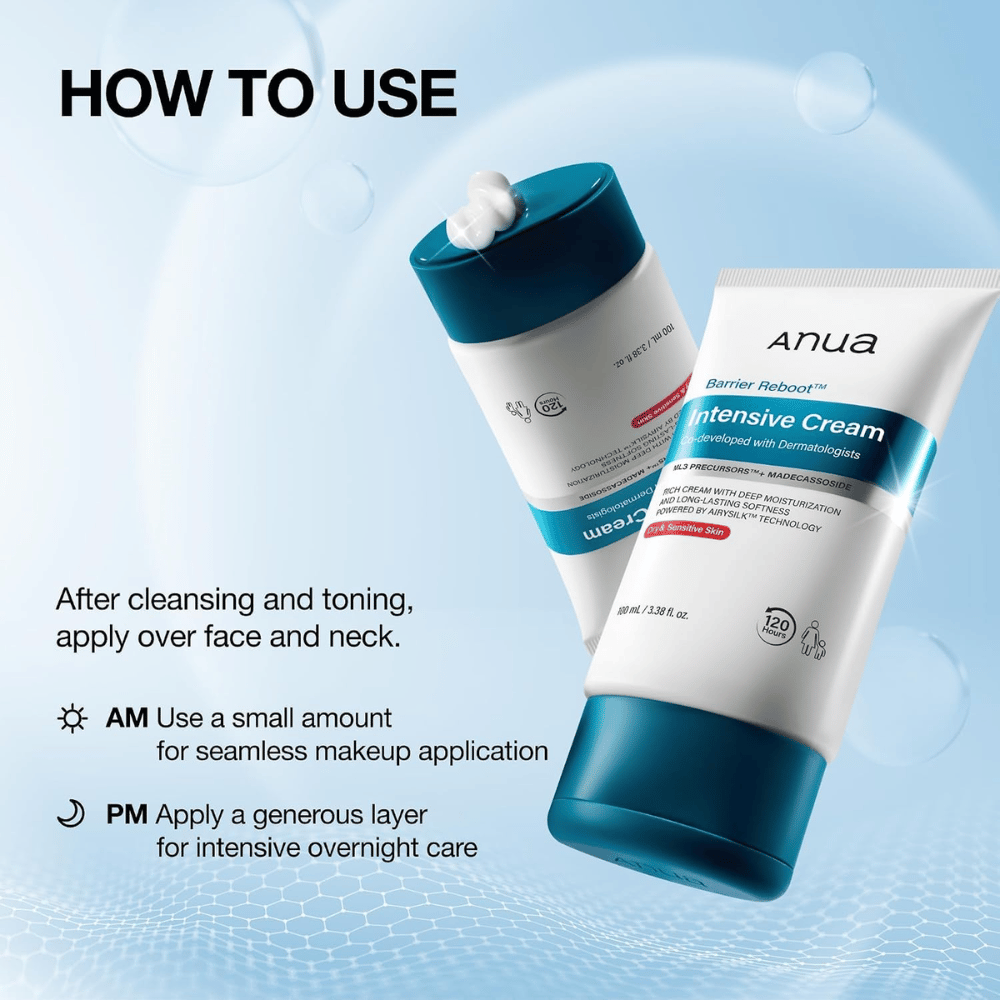 1. Anua Barrier Reboot Intensive Cream 100ml – aplicação de creme de rosto hidratante de manhã e à noite