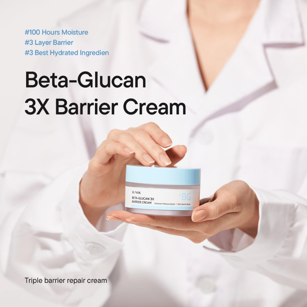 iUNIK Beta-Glucan 3X Barrier Cream creme de rosto hidratante para pele seca e sensível com cuidado triplo da barreira cutânea