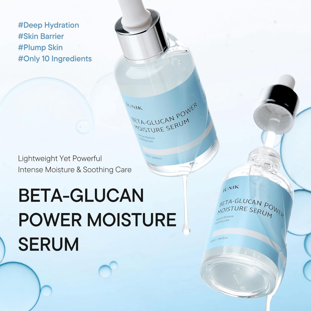 iUNIK Beta-Glucan Power Moisture Serum – sérum facial coreano para hidratação profunda e cuidados calmantes para a pele