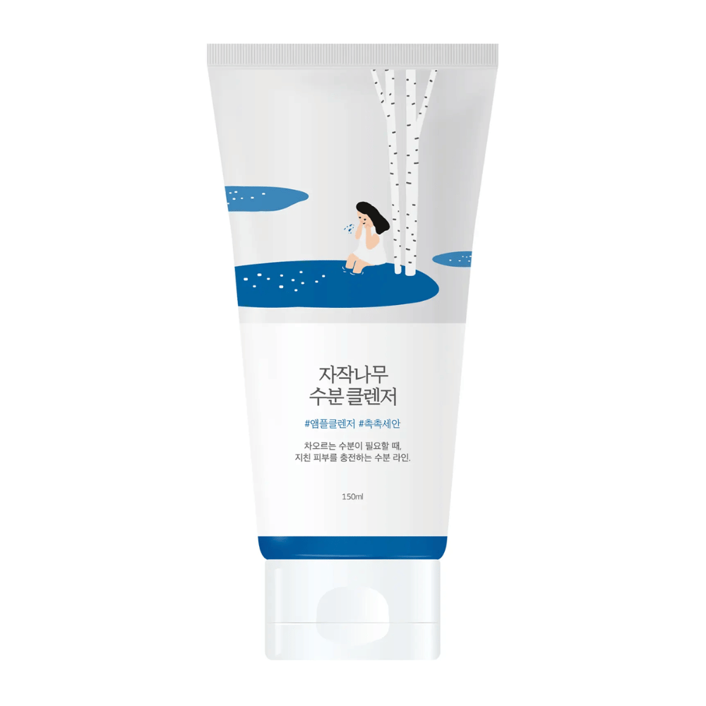 ROUND LAB Birch Juice Moisturizing Cleanser 150 ml em tubo, limpador facial suave e hidratante com seiva de bétula que limpa gentilmente sem ressecar a pele e é adequado para todos os tipos de pele, mesmo a sensível.