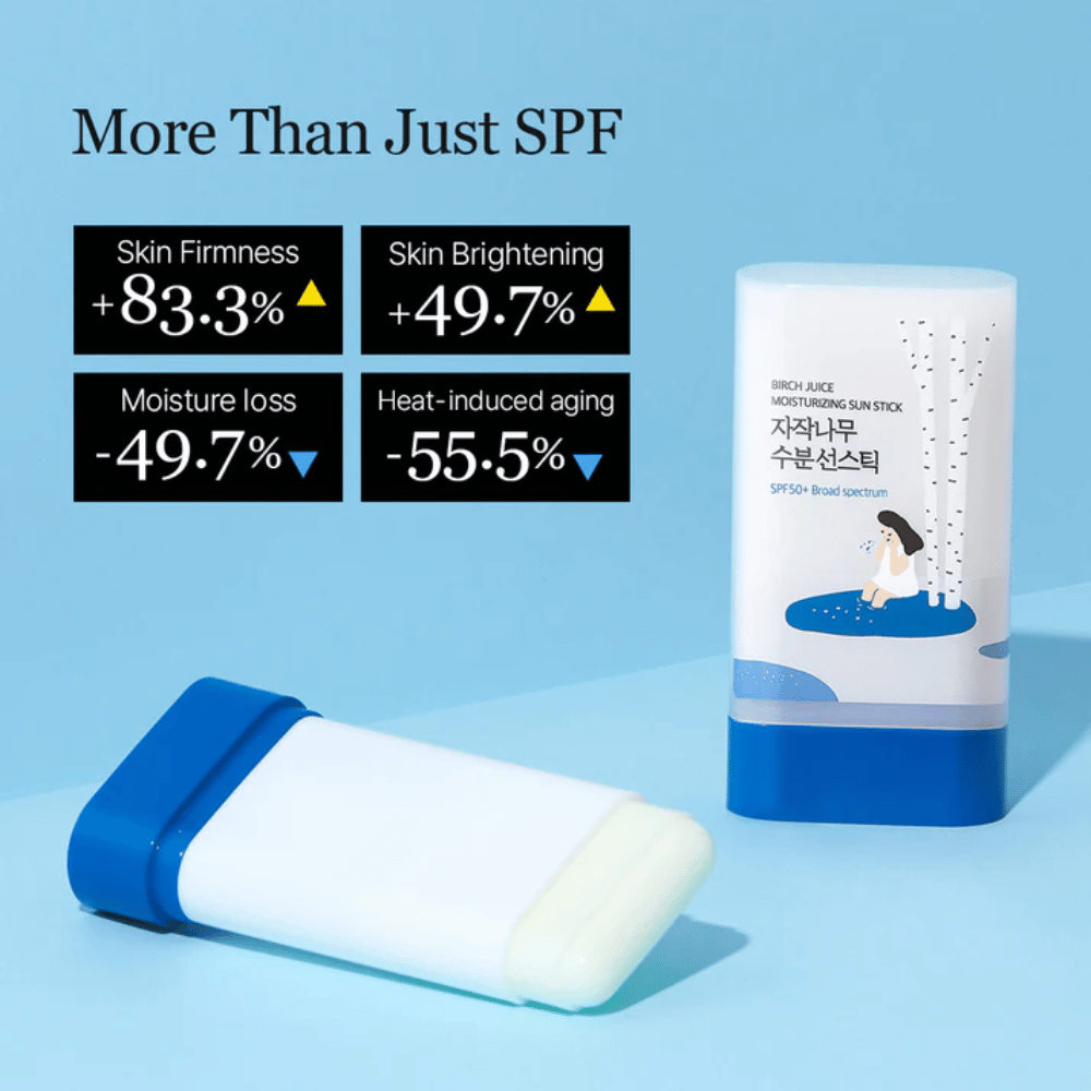 ROUND LAB Birch Juice Sun Stick com SPF50+ é apresentado com resultados de melhoria da elasticidade da pele e redução da perda de hidratação