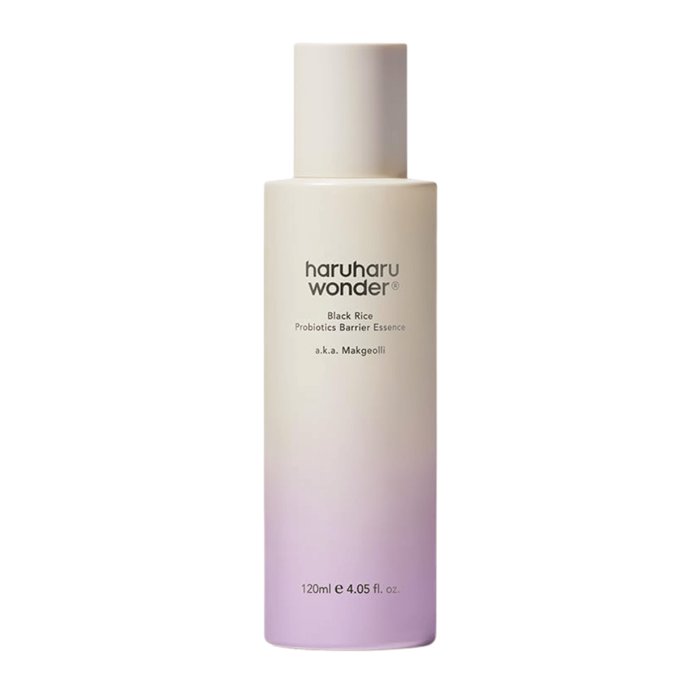 Haruharu Wonder Black Rice Probiotics Barrier Essence 120 ml com fórmula leve que fortalece a pele e proporciona um brilho natural