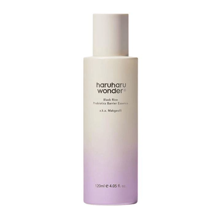 Haruharu Wonder Black Rice Probiotics Barrier Essence 120 ml com fórmula leve que fortalece a pele e proporciona um brilho natural