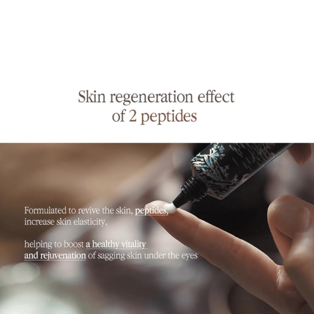 Pyunkang Yul Black Tea Time Reverse Eye Cream com peptídeos que ajudam a apoiar a elasticidade da pele e a dar à zona à volta dos olhos um aspeto mais fresco.
