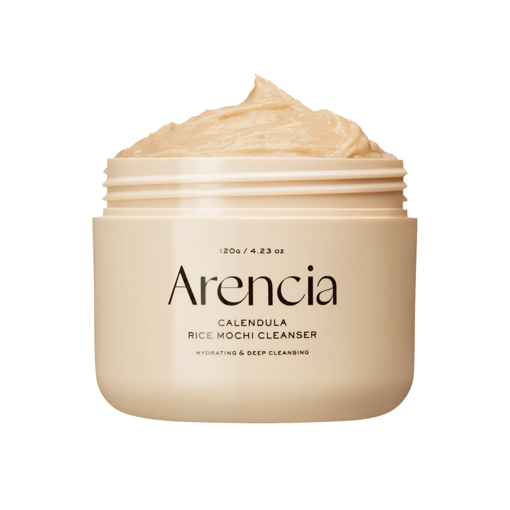 Arencia Calendula Rice Mochi Cleanser 120 g – uma limpeza facial coreana hidratante e de limpeza profunda com calêndula e arroz que acalma a pele e proporciona um brilho natural.