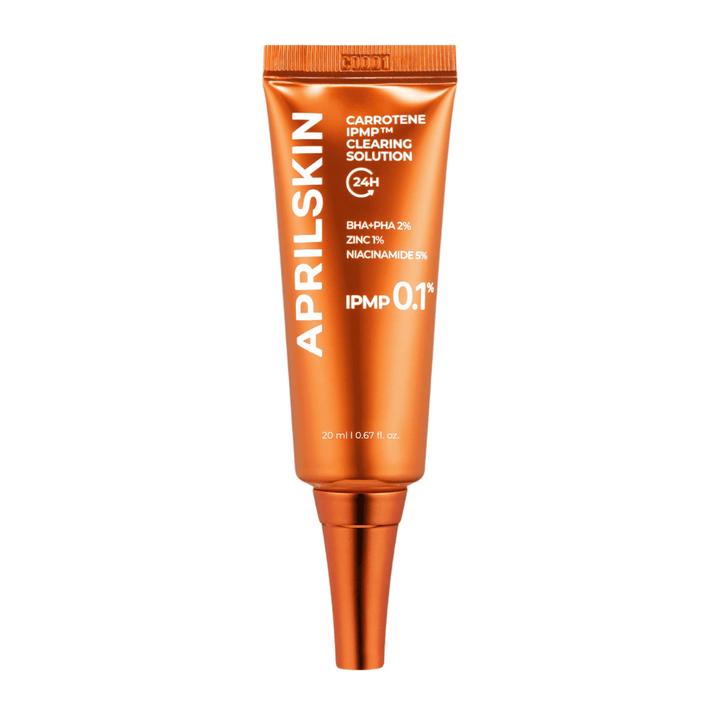 APRILSKIN Carrotene IPMP Clearing Solution 20 ml, coreano spot treatment para acne, cravos e inflamação com BHA, PHA, zinco e niacinamida