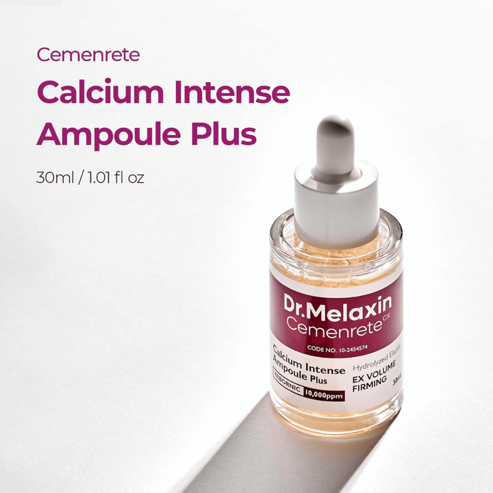 Dr. Melaxin Cemenrete Calcium Intense Ampoule Plus 30 ml, uma ampola intensiva para firmeza e volume com elastina hidrolisada e complexo REBORNIC.