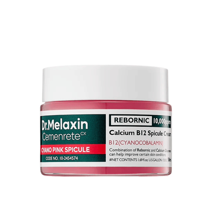 Dr. Melaxin Cemenrete Cyano Pink Spicule Cream – creme facial com vitamina B12 e spicule que melhora a elasticidade e o brilho da pele.
