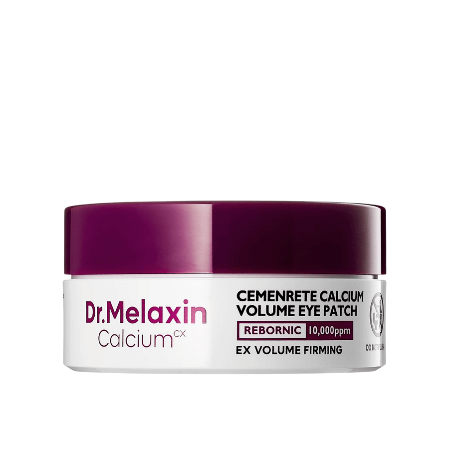 Dr. Melaxin Cemenrete Calcium Volume Eye Patch – adesivos de hidrogel volumizadores para os olhos com cálcio e Rebornic 10 000 ppm para uma pele mais firme e redução de linhas finas.