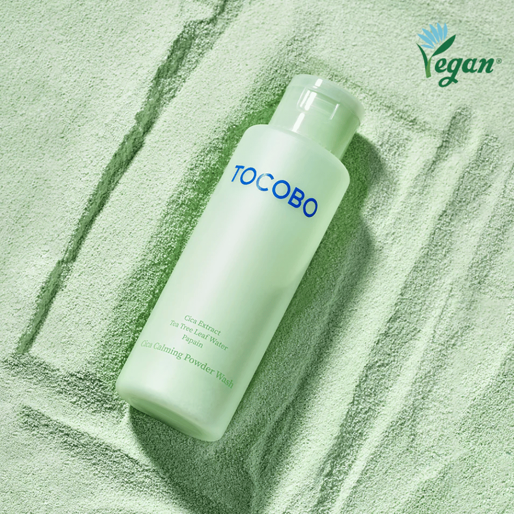 TOCOBO Cica Calming Powder Wash com cica e tea tree que limpa, acalma e equilibra a pele sensível.