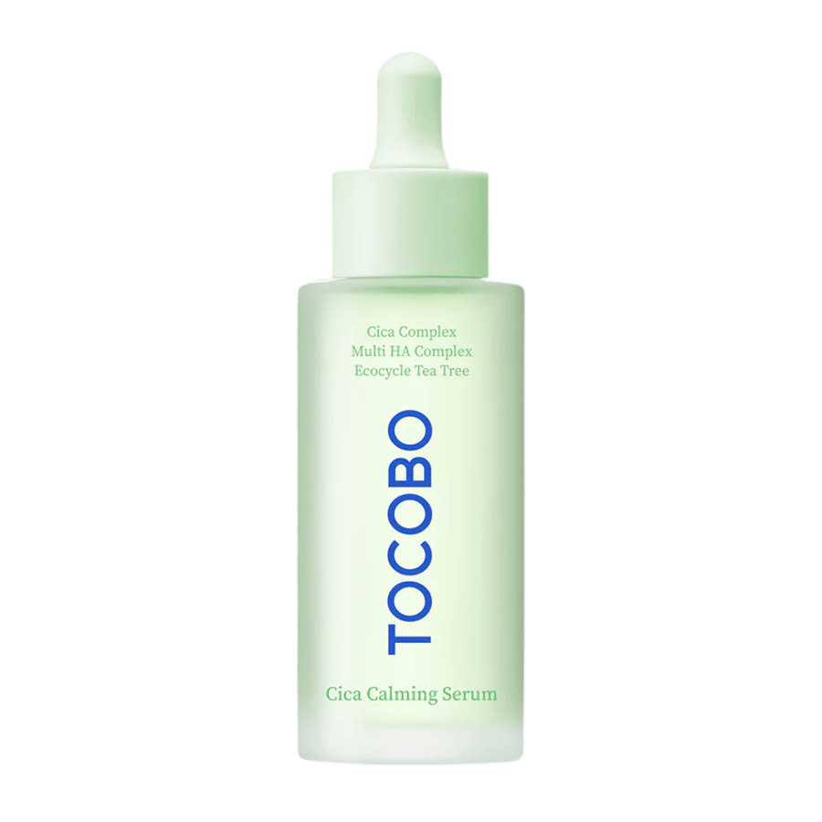 Imagem do produto de TOCOBO Cica Calming Serum, soro facial coreano vegano com complexo de cica e ácido hialurônico para uma pele calma, hidratada e equilibrada.