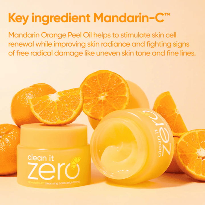 Banila Co Clean It Zero Brightening com raiz de alcaçuz, vitaminas e Mandarin-C que acalmam a pele e proporcionam glow, bem como um tom de pele mais uniforme