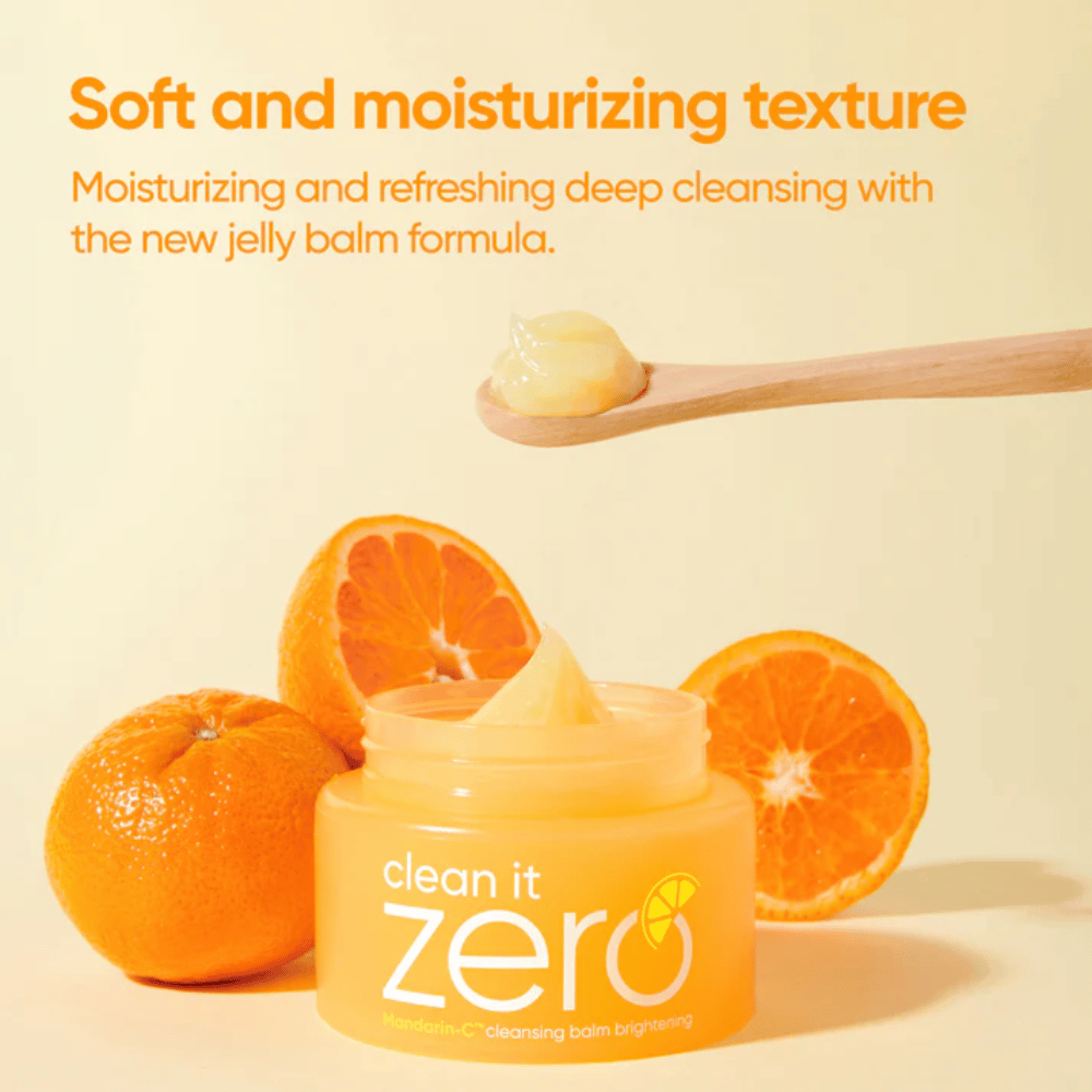 Banila Co Clean It Zero cleansing balm com tangerina e vitamin jelly balm que é suave para a pele e remove eficazmente a maquilhagem e as impurezas