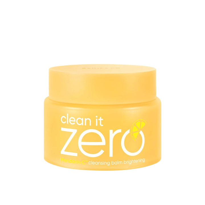 Banila Co Clean It Zero Cleansing Balm Brightening com Mandarin-C em boião amarelo, cleansing balm que derrete a maquilhagem e proporciona uma pele mais luminosa