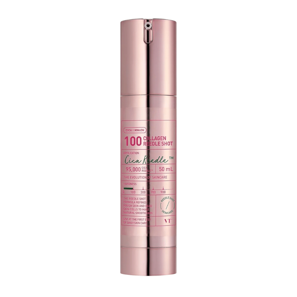 Imagem do produto VT Collagen Reedle Shot 100 – 50 ml. Melhora a elasticidade e uniformidade da pele com microagulhas de colágeno.