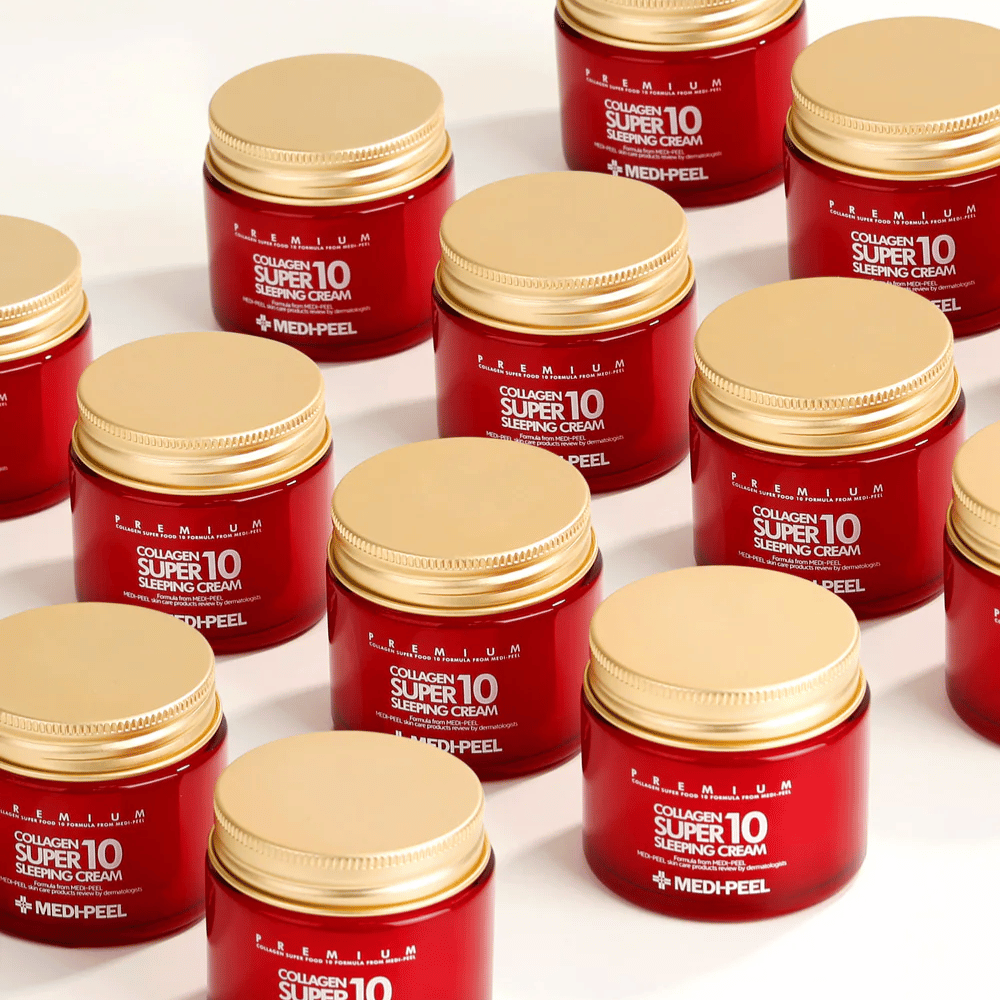 MEDI-PEEL Collagen Super 10 Sleeping Cream – creme noturno coreano popular com colágeno que melhora a elasticidade e o brilho da pele.
