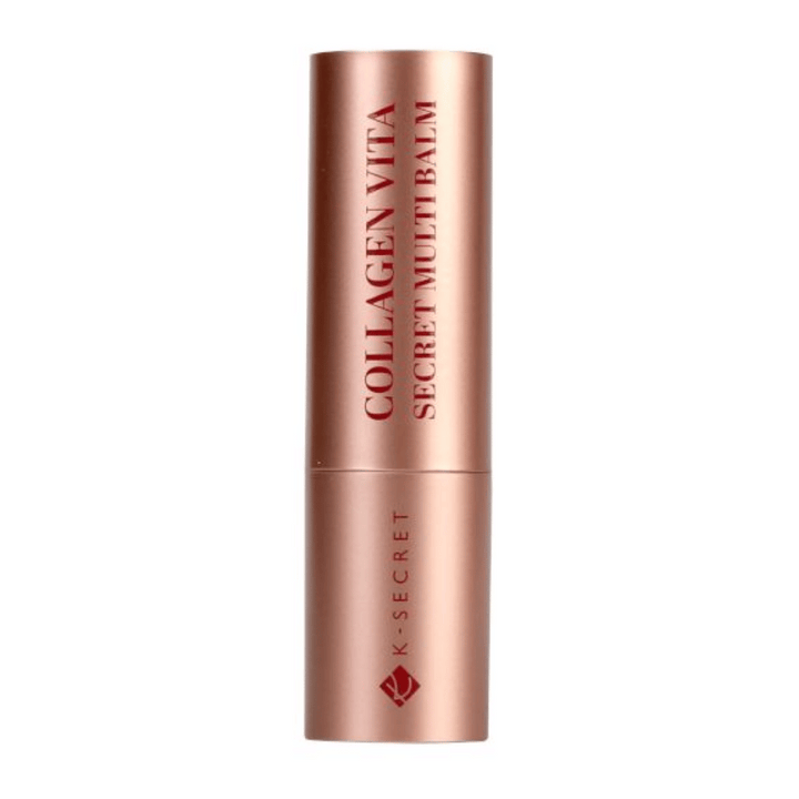Rosegyllene hylsa med texten ”Collagen Vita Secret Multi Balm” från K-Secret.